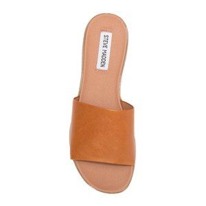 Steve Madden Kailey Leather Slide Sandal Cognac